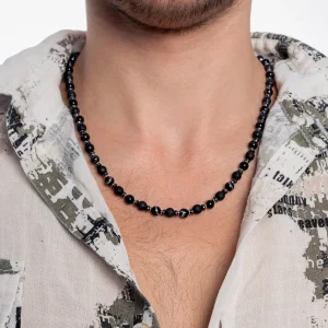 Halskette aus Achat und Hematit