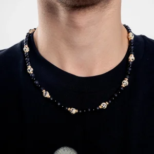 Halskette aus Jaspis,Achat und Lava